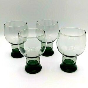 4 Libbey Stax Smoke Gray Glasses. Vintage 70s